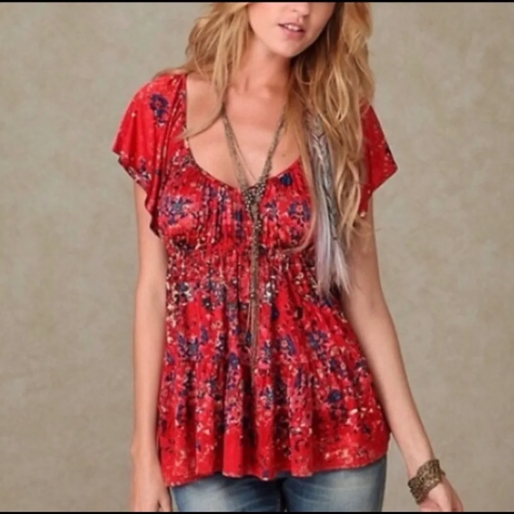 Free People Sun Kissed Floral Top Size Small